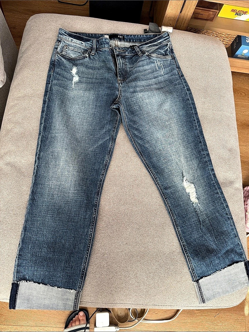 KUT from the Kloth Catherine Boyfriend Jean Jeans Blue Waist 12